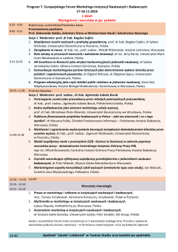 Program 7. Europejskiego Forum Marketingu Instytucji Naukowych i