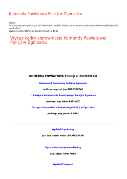 Wykaz kadry kierowniczej Komendy Powiatowej Policji w Zgorzelcu