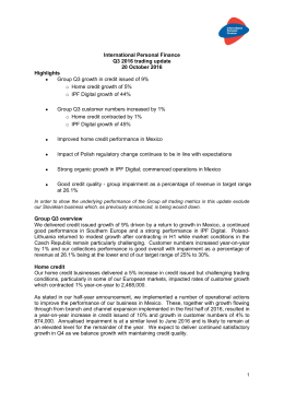 Statement - International Personal Finance