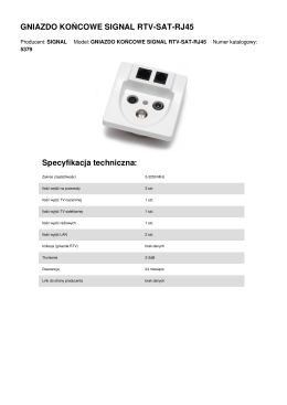 GNIAZDO KOŃCOWE SIGNAL RTV-SAT-RJ45 Specyfikacja
