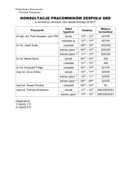 KONSULTACJE PRACOWNIKÓW ZESPOŁU SRD