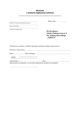 wniosek-o-legitymacje - Szkoła Podstawowa nr 4 w Markach imienia