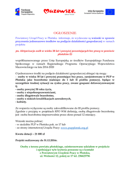 ogłoszenie - Powiatowy Urząd Pracy w Płońsku ul.Wolności 12