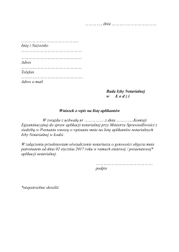 wniosek o wpis na listę aplikantów
