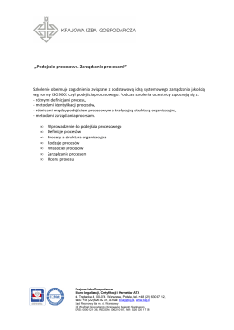 Podejście procesowe. Zarządzanie procesami
