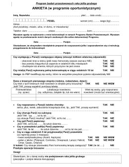 Program badań przesiewowych dla wczesnego wykrywania raka