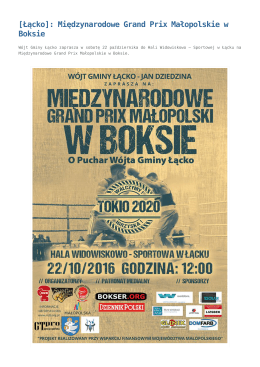 [Łącko]: Międzynarodowe Grand Prix Małopolskie w Boksie