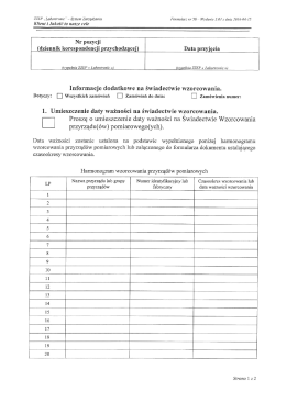 Informacje dodatkowe na świadectwie wzorcowania