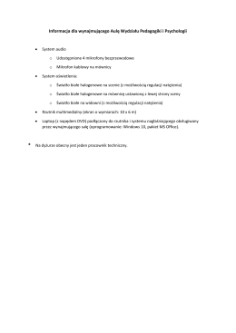Informacja dla wynajmującego Aulę Wydziału Pedagogiki i
