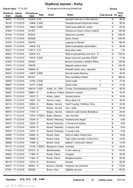 Úbytkový seznam - Knihy - Šmidingerova knihovna Strakonice