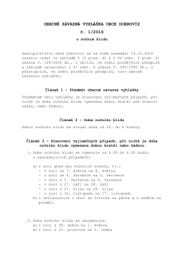 Obecně závazná vyhláška č. 1/2016 o nočním klidu