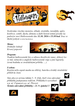 Svol&aacute;v&aacute;me v&scaron;echny monstra, obludy, stra&scaron;idla, čarodějky, up&iacute;ry