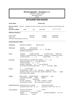 DOTAZNÍK PRO RODIČE