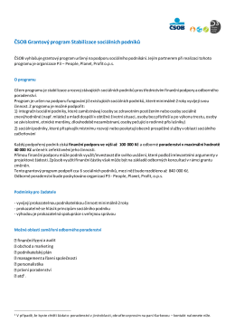ČSOB Grantov&yacute; program Stabilizace soci&aacute;ln&iacute;ch podniků (2016)