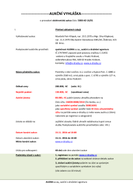 aukčn&iacute; vyhl&aacute;&scaron;ka