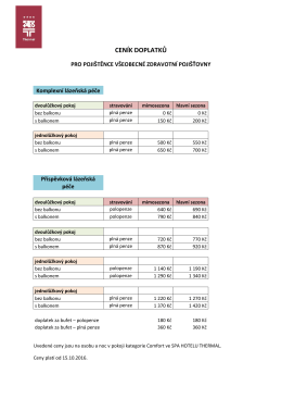 cen&iacute;k doplatků - Spa Hotel Thermal