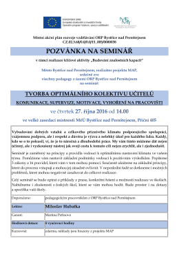 pozv&aacute;nka na semin&aacute;ř - Město Bystřice nad Pern&scaron;tejnem