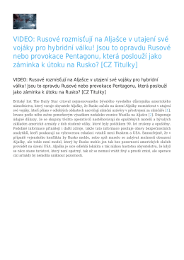 VIDEO: Rusové rozmisťují na Aljašce v utajení své vojáky