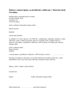 Ž&aacute;dost o sn&iacute;žen&iacute; &uacute;platy za před&scaron;koln&iacute; vzděl&aacute;v&aacute;n&iacute; v Mateřsk&eacute; &scaron;kole