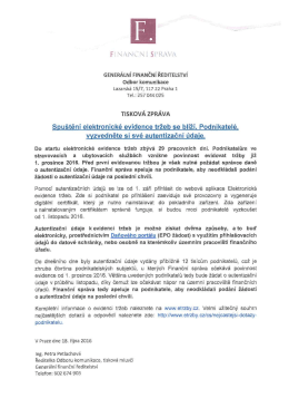 spu&scaron;těn&iacute; elektronick&eacute; evidence tržeb se bl&iacute;ž&iacute;