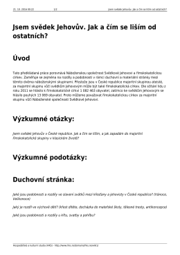 Jsem svědek Jehovův. Jak a č&iacute;m se li&scaron;&iacute;m od ostatn&iacute;ch? &Uacute;vod