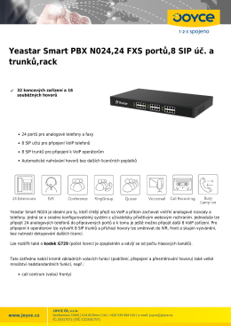 Yeastar Smart PBX N024,24 FXS portů,8 SIP úč. a trunků