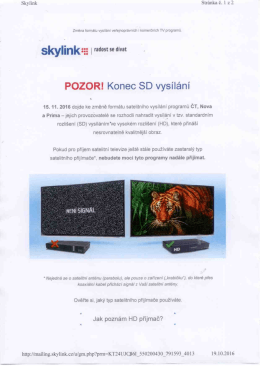Page 1 Skylink Stránka č.1 z 2 Změna formátu vysílání