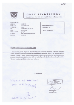 Vyj&aacute;dřen&iacute; k dopisu ze dne 24.8.2016