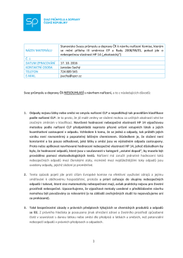 1 NÁZEV MATERIÁLU Stanovisko Svazu průmyslu a dopravy ČR k