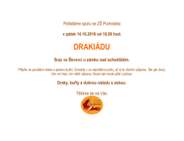 Pozvánka na DRAKIÁDU v pátek 14.10.2016 od 16,00 hodin