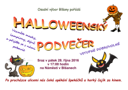 Osadní výbor Blšany pořádá Sraz v pátek 28. října 2016 v 17:00