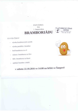 Pozvánka na 1. ŠNEPOVSKO BRAMBORIÁDU