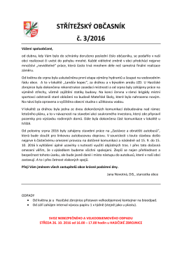STŘ&Iacute;TEŽSK&Yacute; OBČASN&Iacute;K č. 3/2016