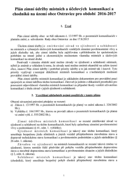 Pl&aacute;n zimn&iacute; &uacute;držby m&iacute;stn&iacute;ch a &uacute;čelov&yacute;ch komunikac&iacute; a