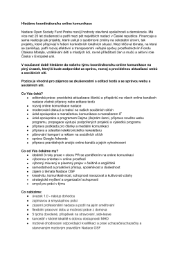 Hled&aacute;me koordin&aacute;tora/ku online komunikace Nadace Open Society