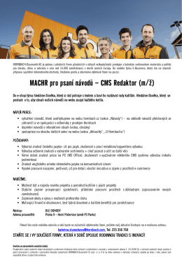 MACHR pro psaní návodů – CMS Redaktor (m/ž)
