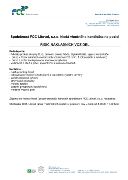 Společnost FCC Litovel, s.r.o. hledá vhodného kandidáta na pozici