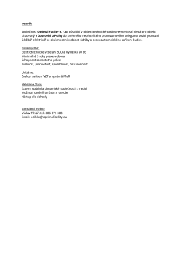 Inzer&aacute;t: Společnost Optimal Facility s. r. o. působ&iacute;c&iacute; v oblasti