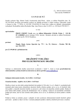 DRAŽEBN&Iacute; VYHL&Aacute;&Scaron;KU PRO ELEKTRONICKOU DRAŽBU