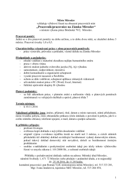 &bdquo;Pracovn&iacute;k/pracovnice na Z&aacute;mku Miroslav&ldquo;