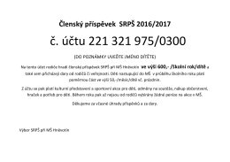 Číslo účtu SRPŠ při MŠ