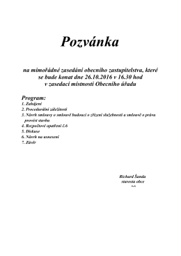 Pozvánka na mimořádné zasedání zastupitelstva dne