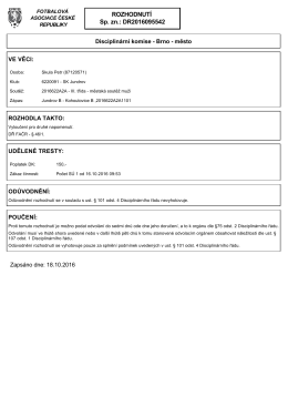 ROZHODNUTÍ Sp. zn.: DR2016095542
