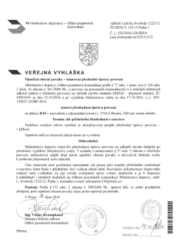 Stanoven&iacute; přechodn&eacute; &uacute;pravy provozu na d&aacute;lnici D10 č. j. 332/2016