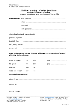 Předávací protokol přípojky kanalizace