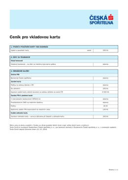 Cen&iacute;k pro vkladovou kartu