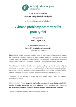 Vybrané problémy ochrany zvířat proti týrání