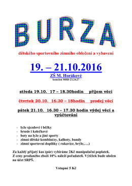 burza dětsk&eacute;ho sportovn&iacute;ho zimn&iacute;ho oblečen&iacute; a vybaven&iacute;