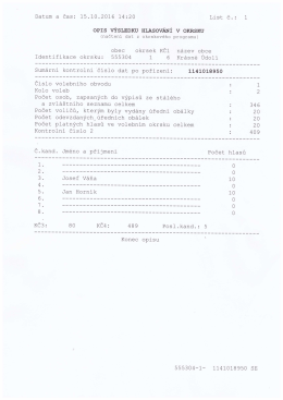 Page 1 Datum a čas: 15. 10. 2016 14:20 List č. : 1 oPIs výsLEDKU
