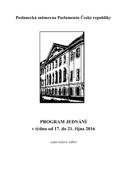 PONDĚL&Iacute; 17. ř&iacute;jna 2016